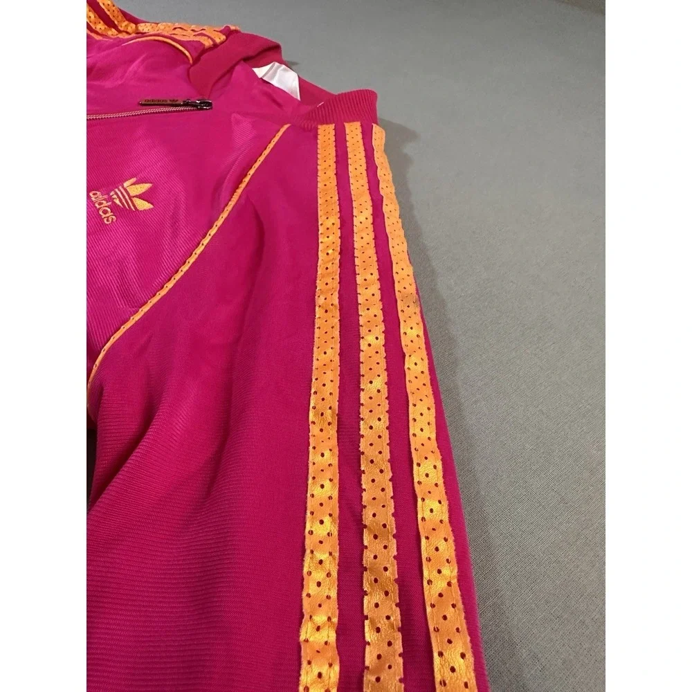 2010 adidas Pink/Yellow 3-Stripes Full Zip Track Jacket w/ Pockets Size 38